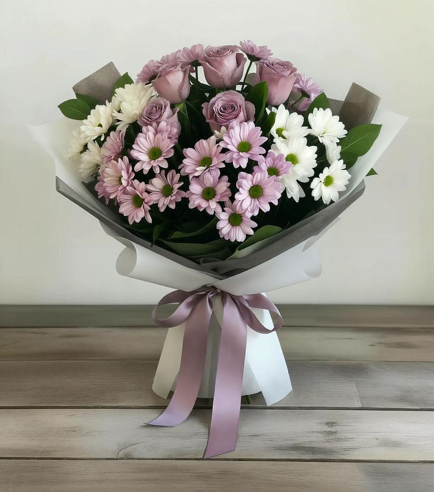 Букет цветов из: Хризантемы и Розы в Нюрбе