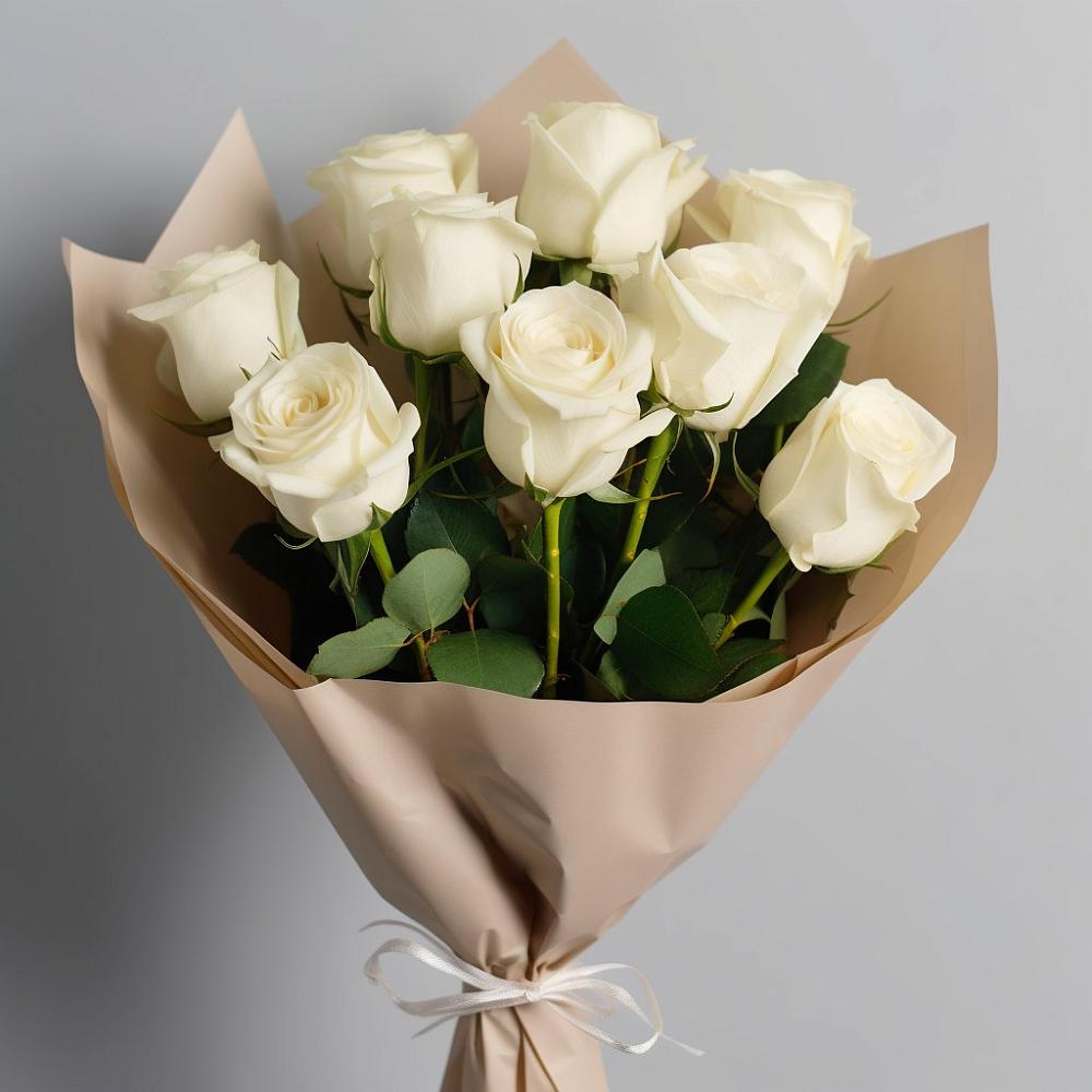 Букет 9 Белых роз Эдлесс Лав в Нюрбе