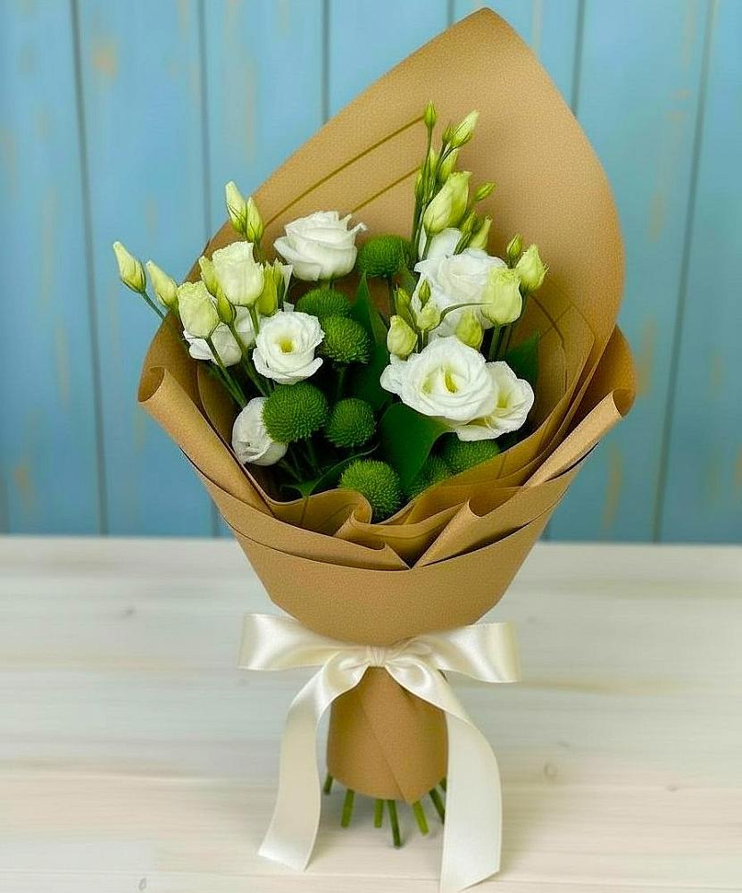 Букет цветов из: Хризантемы и Лизиантусы в Нюрбе