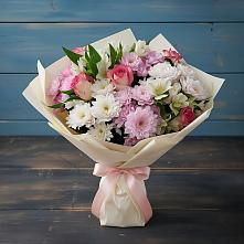 Букет цветов из:  Хризантемы, Альстромерии и Розы в Нюрбе