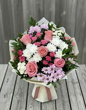 Букет цветов из:  Альстромерии, Гвоздики, Розы и Хризантемы #REPLACE_PRED# Нюрбе