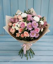 Букет цветов из:  Хризантемы, Розы и Альстромерии в Нюрбе