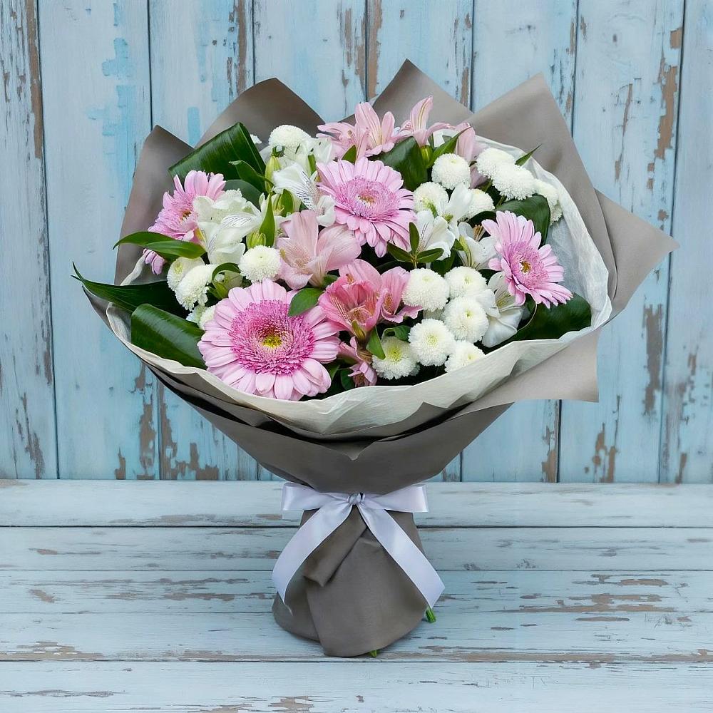 Букет цветов из: Герберы, Альстромерии и Хризантемы в Нюрбе
